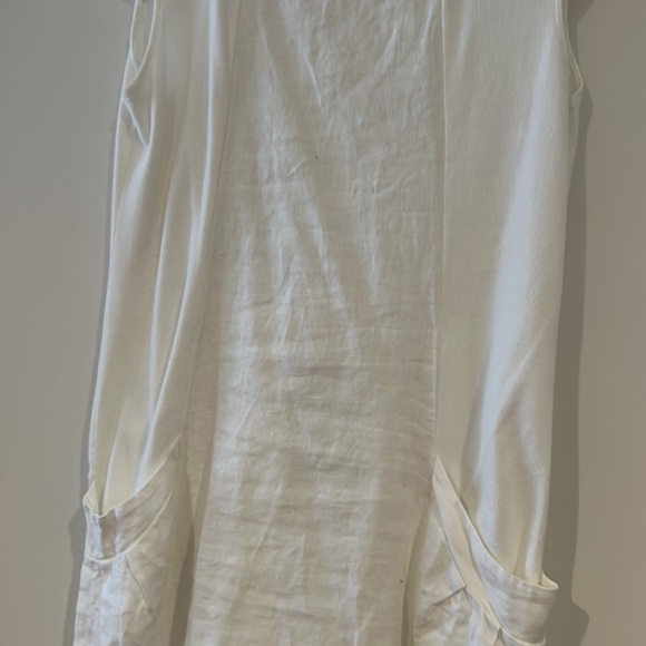 Luna Luz shift linen dress with pockets in white size M - Picture 2 of 4